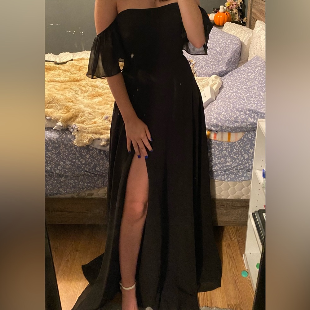 Allure Bridals Off the Shoulder Black Bridesmaid Dress